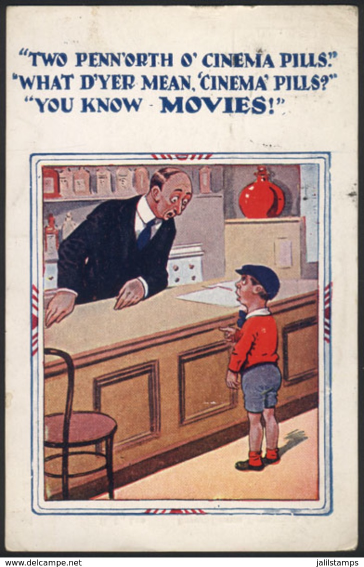 1008 GREAT BRITAIN: Medicine, Movies, 'cinema Pills': Comic PC Used In 1939, VF - Autres & Non Classés