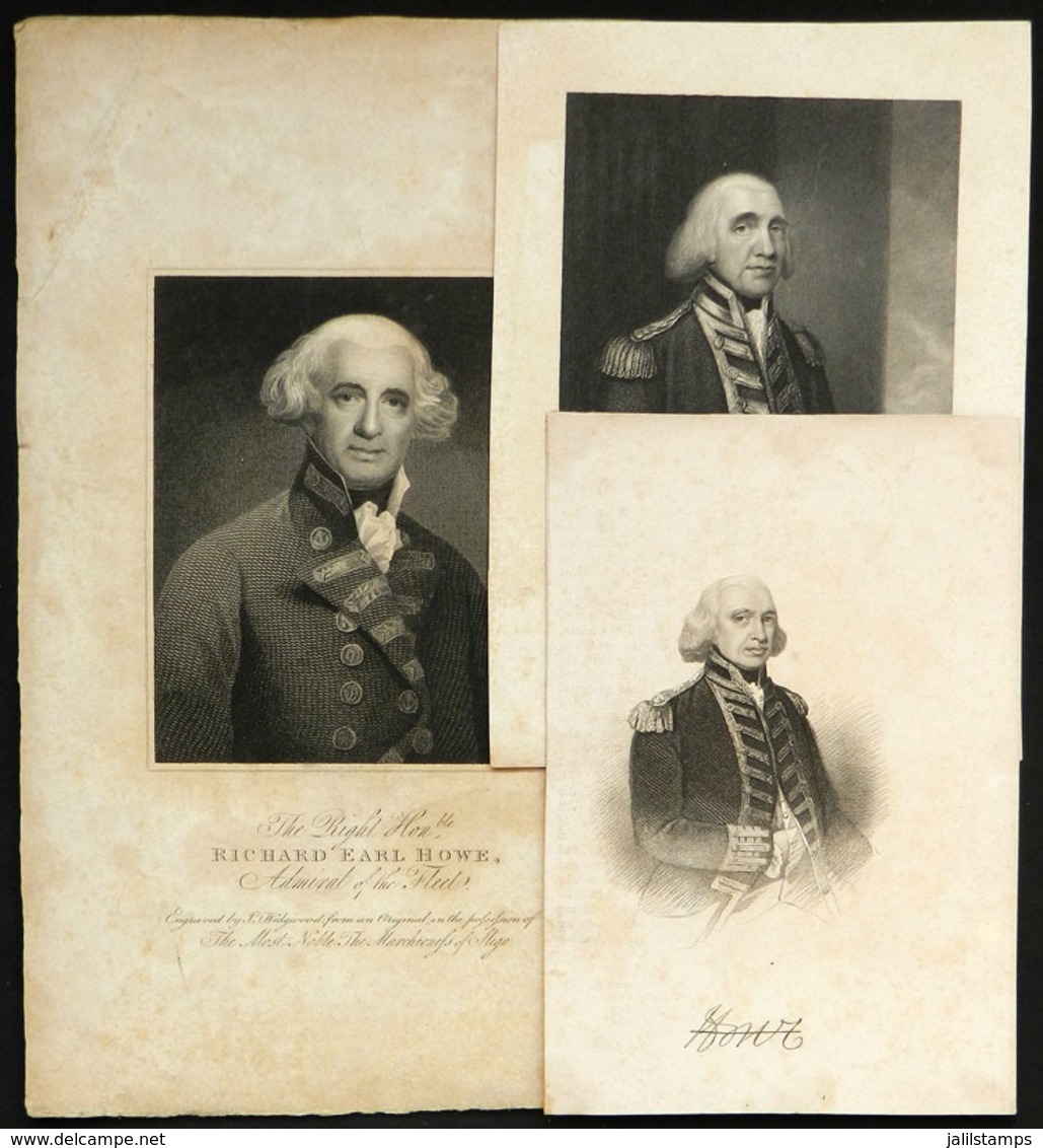 1017 GREAT BRITAIN: 3 Engraved Protraits Of Admiral Of The Fleet Richard E. Howe - Menus