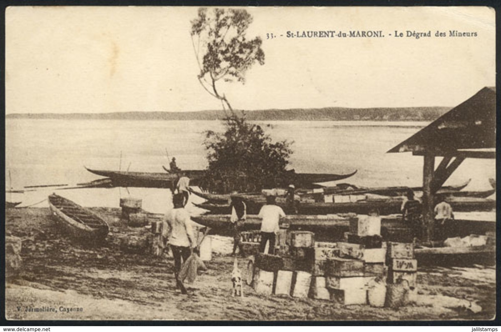 1027 FRENCH GUIANA: ST-LAURENT-DU-MARONI: Les Dégrad Des Mineurs, Canoes, Unused - Other & Unclassified
