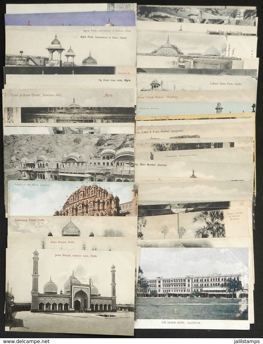 1075 INDIA: Lot Of 50 PCs With Views Of Various Towns, Unused, VF General Quality (some Wi - India