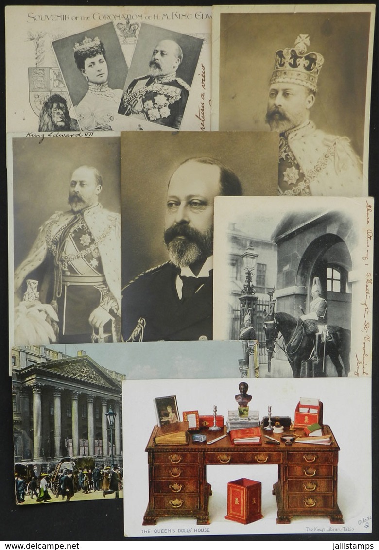 1077 ENGLAND: 7 Different PCs, 4 Of Them With Portraits Of Edward VII, One Unused, The Res - Autres & Non Classés