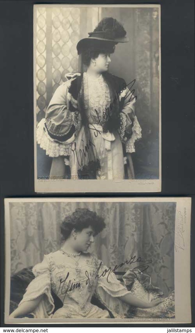 1081 ITALY: TINA DI LORENZO: 2 Beautiful Photographs (circa 1910) With Her Autograph, Exce - Autres & Non Classés