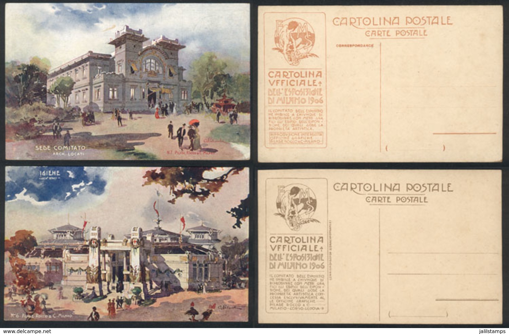 1085 ITALY: MILANO: 1906 Exposition, 6 Official Postcards With Good Views, Unused, Fine Qu - Other & Unclassified