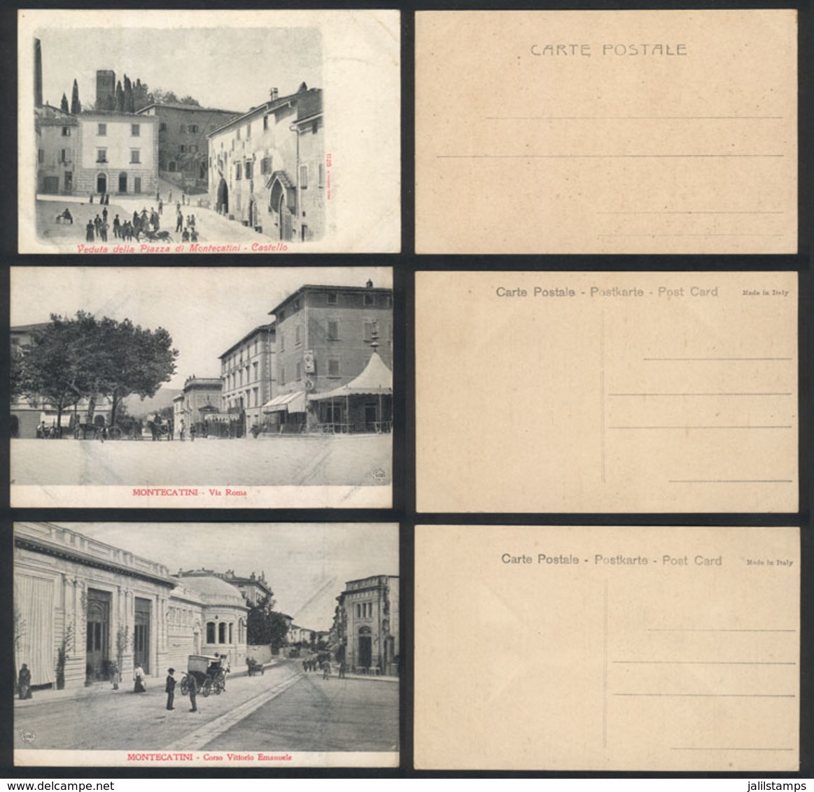 1086 ITALY: MONTECATINI: 14 Very Old Postcards, Unused, Excellent Views, VF Quality! - Other & Unclassified