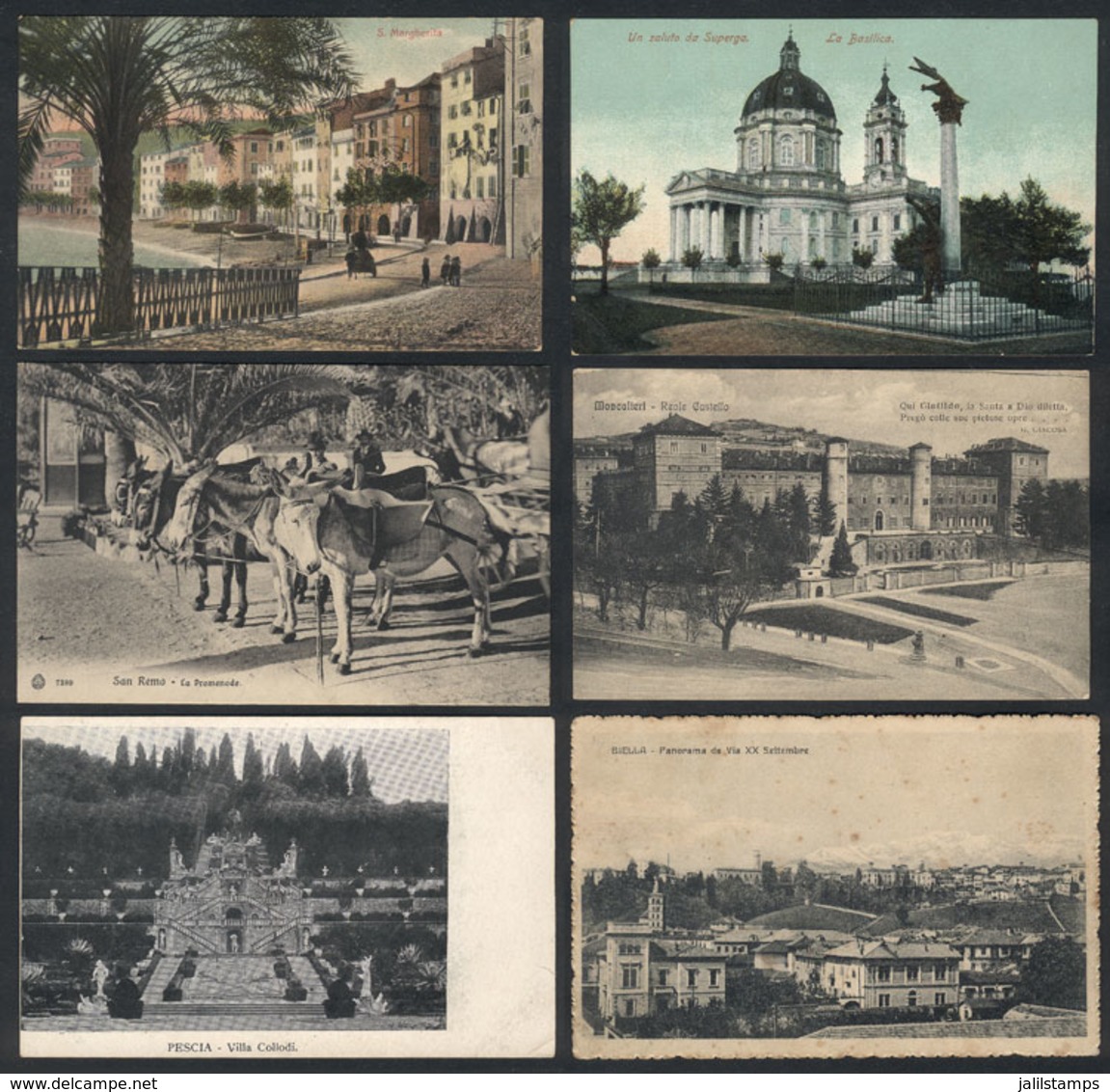 1092 ITALY: 21 Old Postcards, Good Views Of: Pescia, Superga, Moncalieri, Biella, Ostia, S - Autres & Non Classés