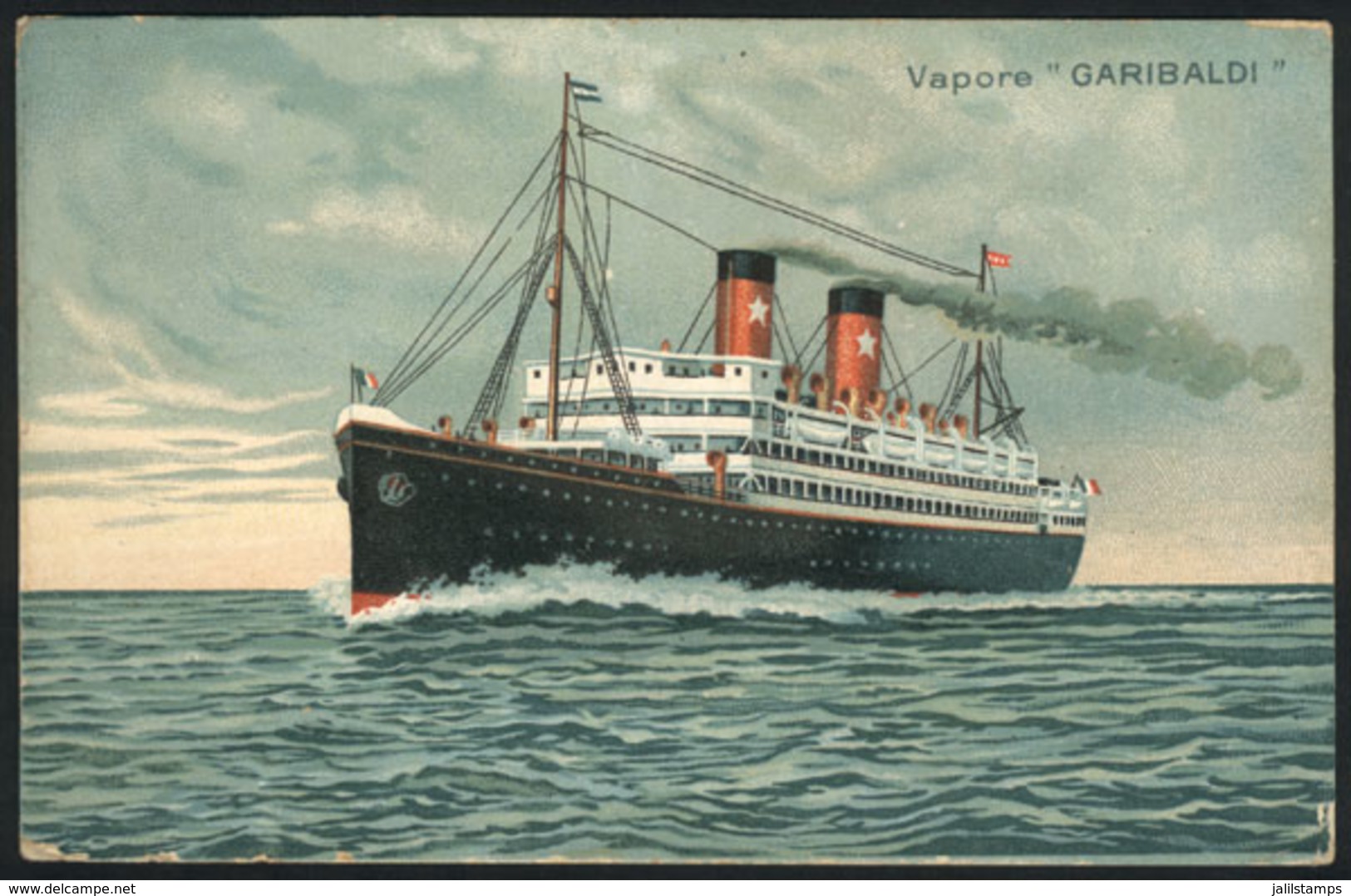 1112 ITALY: "Steamship "GARIBALDI" Of Transatlantica Italiana Line, Unused, Fine Quality! - Other & Unclassified