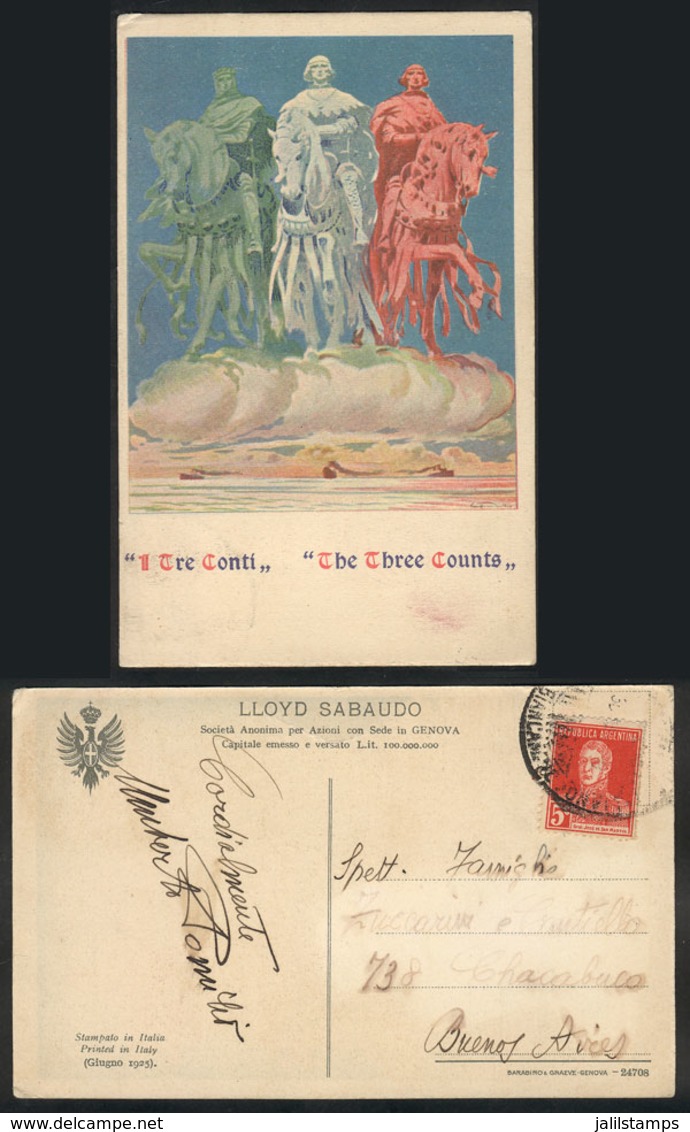 1119 ITALY: "The Three Counts", With Advertising For Lloyd Sabaudo Ship Line, Used In Arge - Other & Unclassified