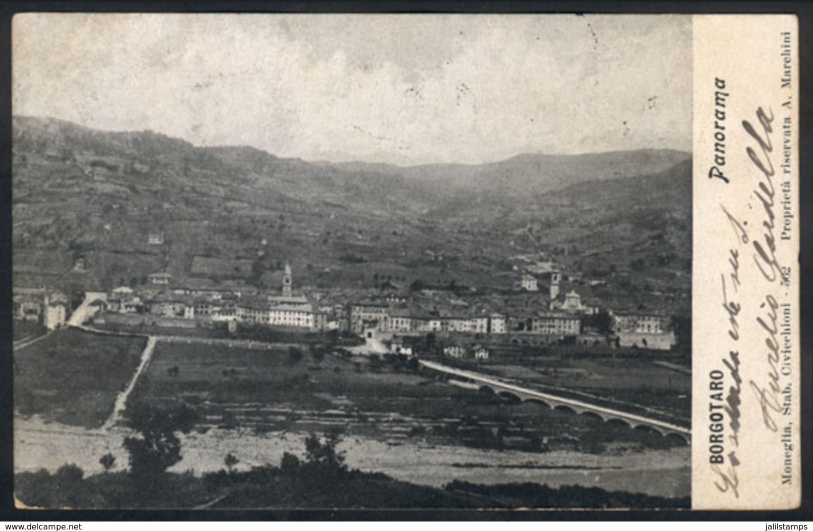 1136 ITALY: BORGOTARO: Panorama, Used In 1905, VF Quality - Autres & Non Classés