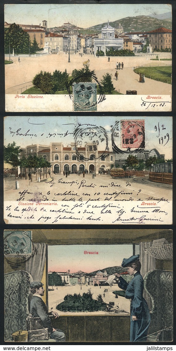 1139 ITALY: BRESCIA: 3 PCs With Nice Views, Sent To Cape Town In 1908 And 1909, VF Quality - Other & Unclassified
