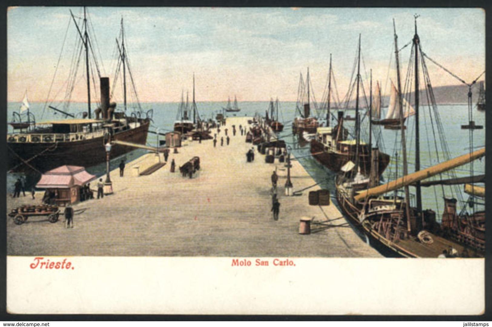 1213 ITALY: TRIESTE: Molo San Carlo, Pier, Boats, Circa 1905, VF Quality - Other & Unclassified