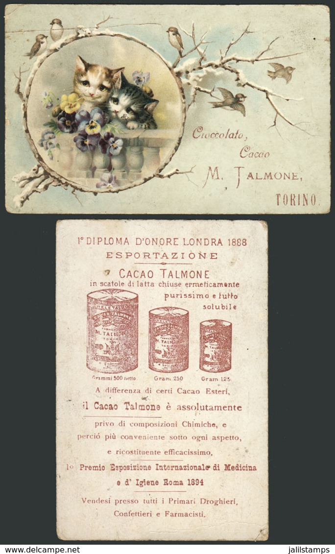 1229 ITALY: Beautiful Advertising PC Of Cacao TALMONE, Torino, Circa 1900, Minor Defects, - Publicité