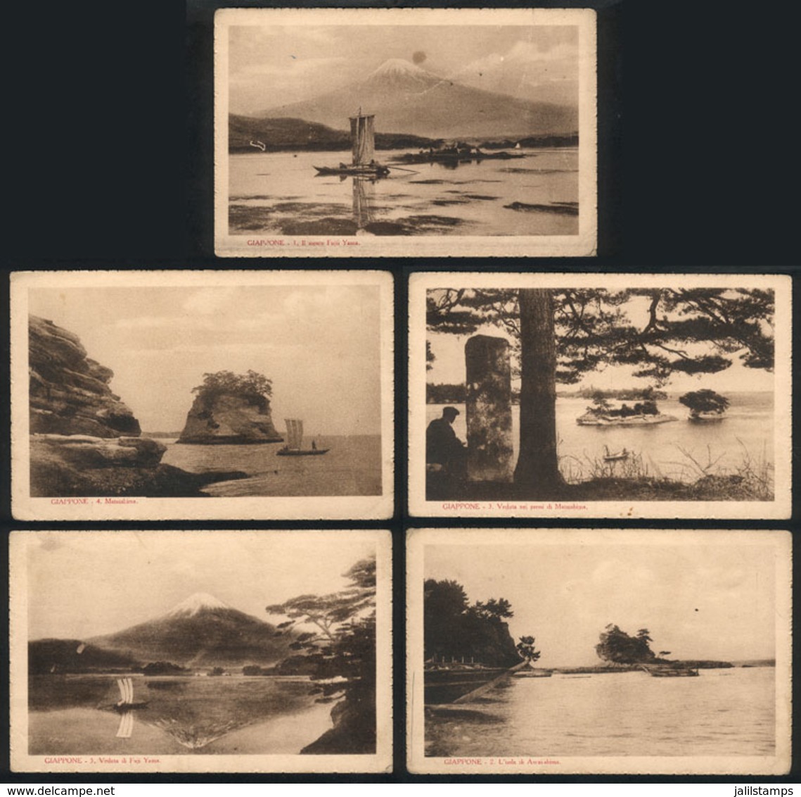 1253 JAPAN: 5 Old PCs Showing Nice Landscapes, Unused, Edited By The Institute Of Foreign - Other & Unclassified