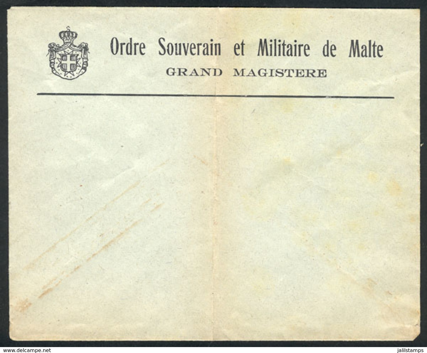 1274 MALTA: Envelope With Printed Corner Of The Order Of Malta, Folded - Other & Unclassified