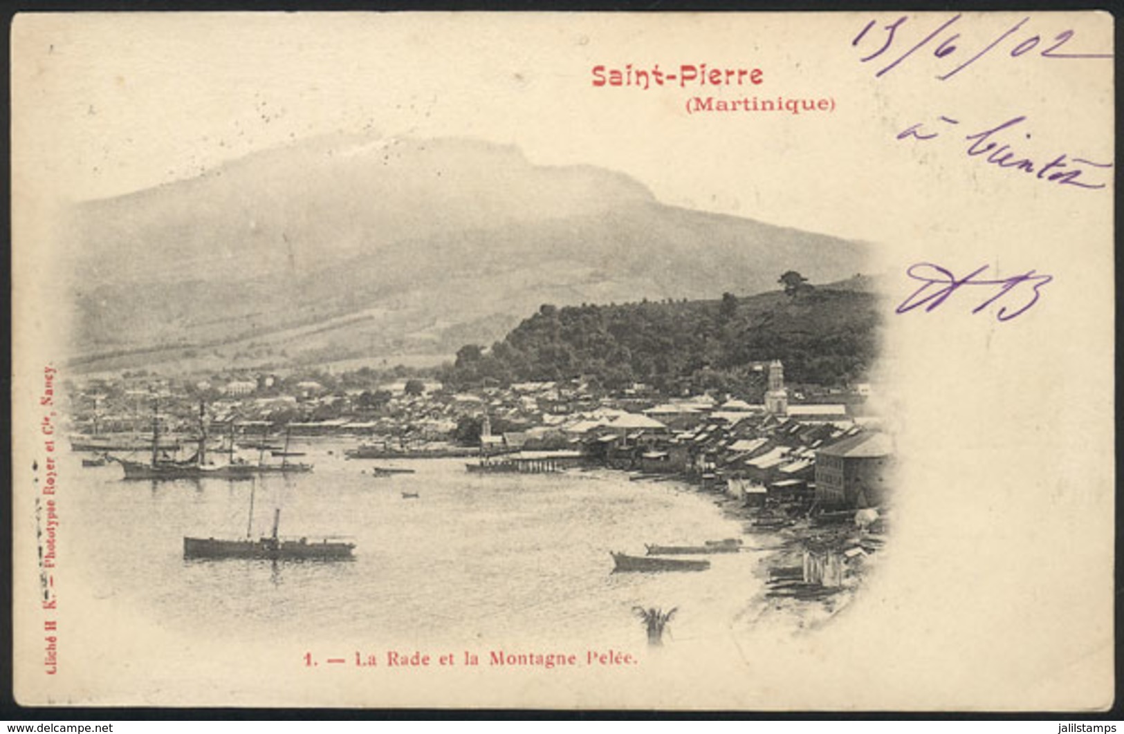 1282 MARTINIQUE: SAINT-PIERRE: General View Of The Harbor And Mount Pelée, Used In 1902, V - Sonstige & Ohne Zuordnung