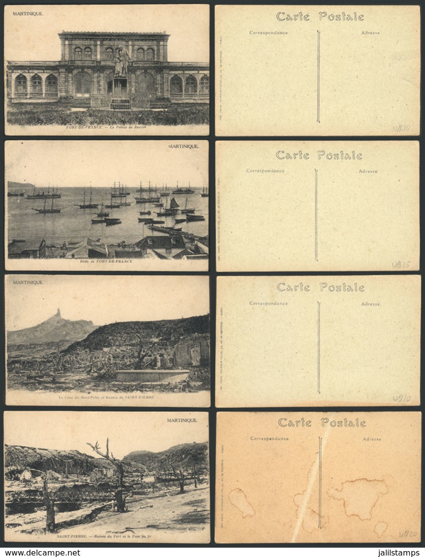 1283 MARTINIQUE: Group Of 4 Old PCs, Good Views Of Fort-de-France And Saint Pierre, VF Qua - Other & Unclassified