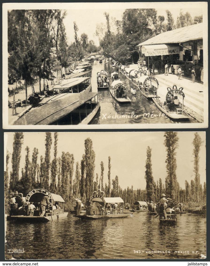 1286 MEXICO: MEXICO: 2 Old Postcards With Views Of Xochimilco Lake And Trajineras, VF Qual - Mexique