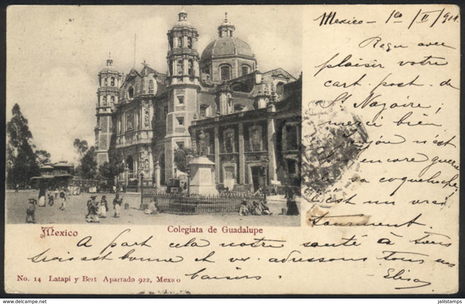 1305 MEXICO: MEXICO: Colegiata Of Guadalupe, Ed.Latapi & Bert, Used In 1904, VF Quality - Mexico