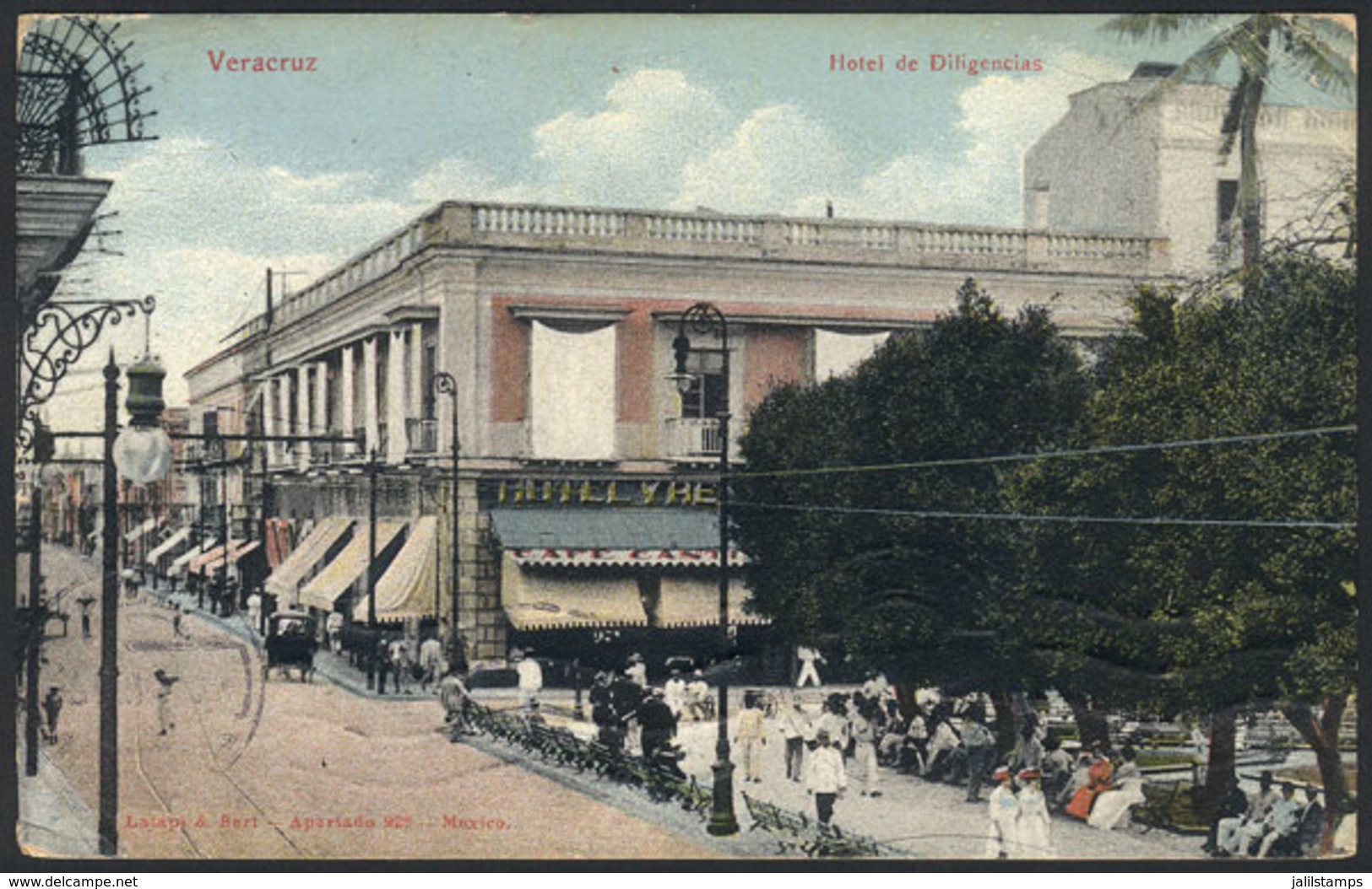 1309 MEXICO: VERACRUZ: Hotel De Diligencias, PC Sent To USA In JUL/1913, VF Quality - Mexique