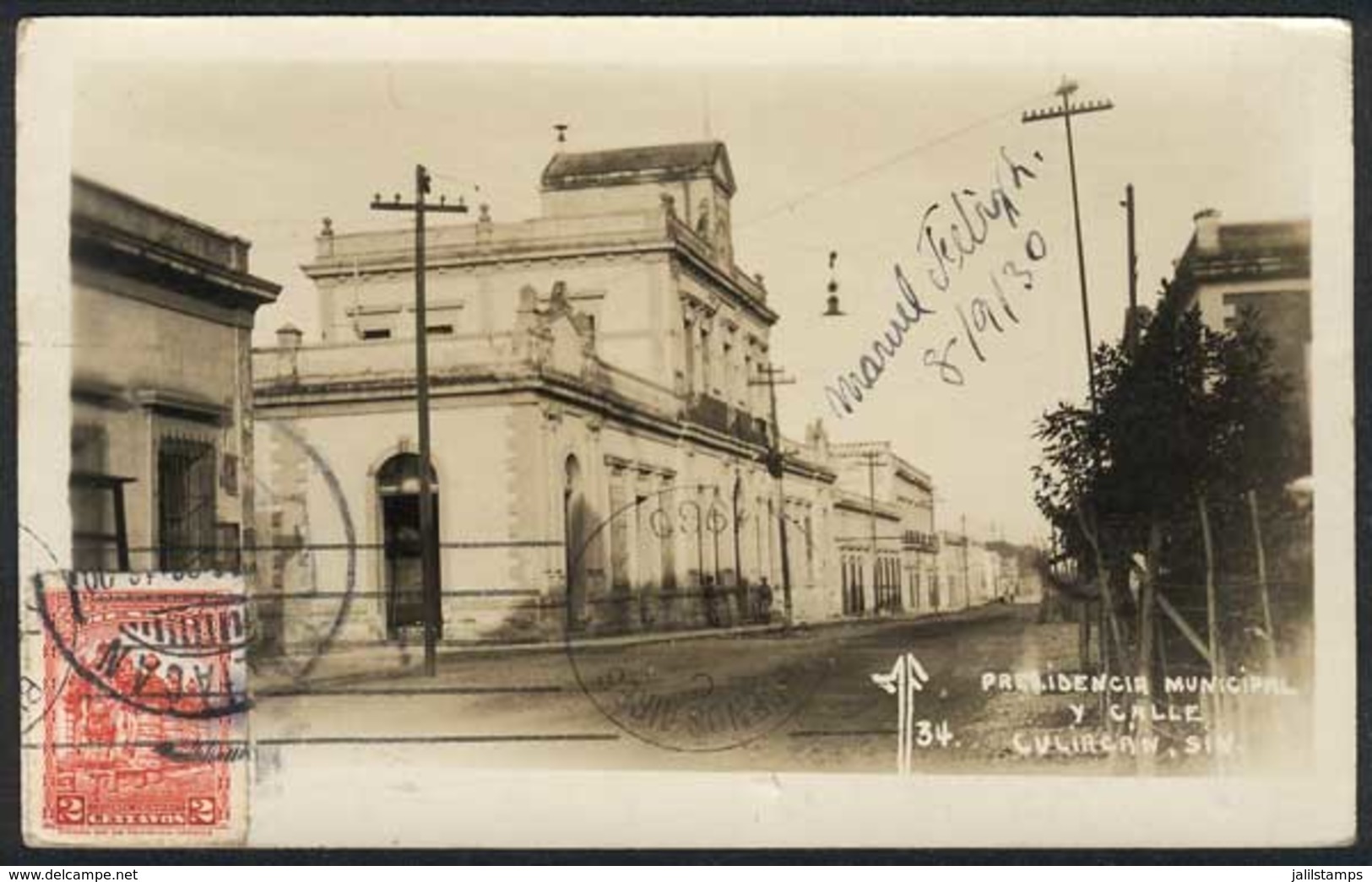 1312 MEXICO: CULIACÁN: City Hall And Main Square, Sent To Argentina In 1930, VF! - Mexiko