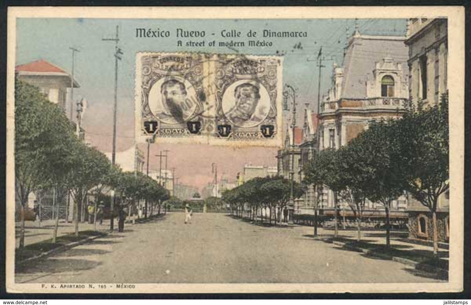 1314 MEXICO: MEXICO: Dinamarca Street, Ed. FK, Sent To Argentina In 1920, VF! - Mexique