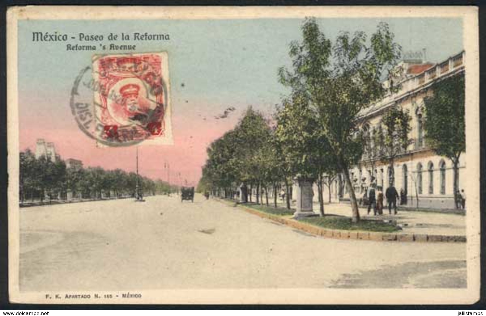 1315 MEXICO: MEXICO: Paseo De La Reforma, Ed. FK, Sent To Argentina In 1920, VF! - Mexique