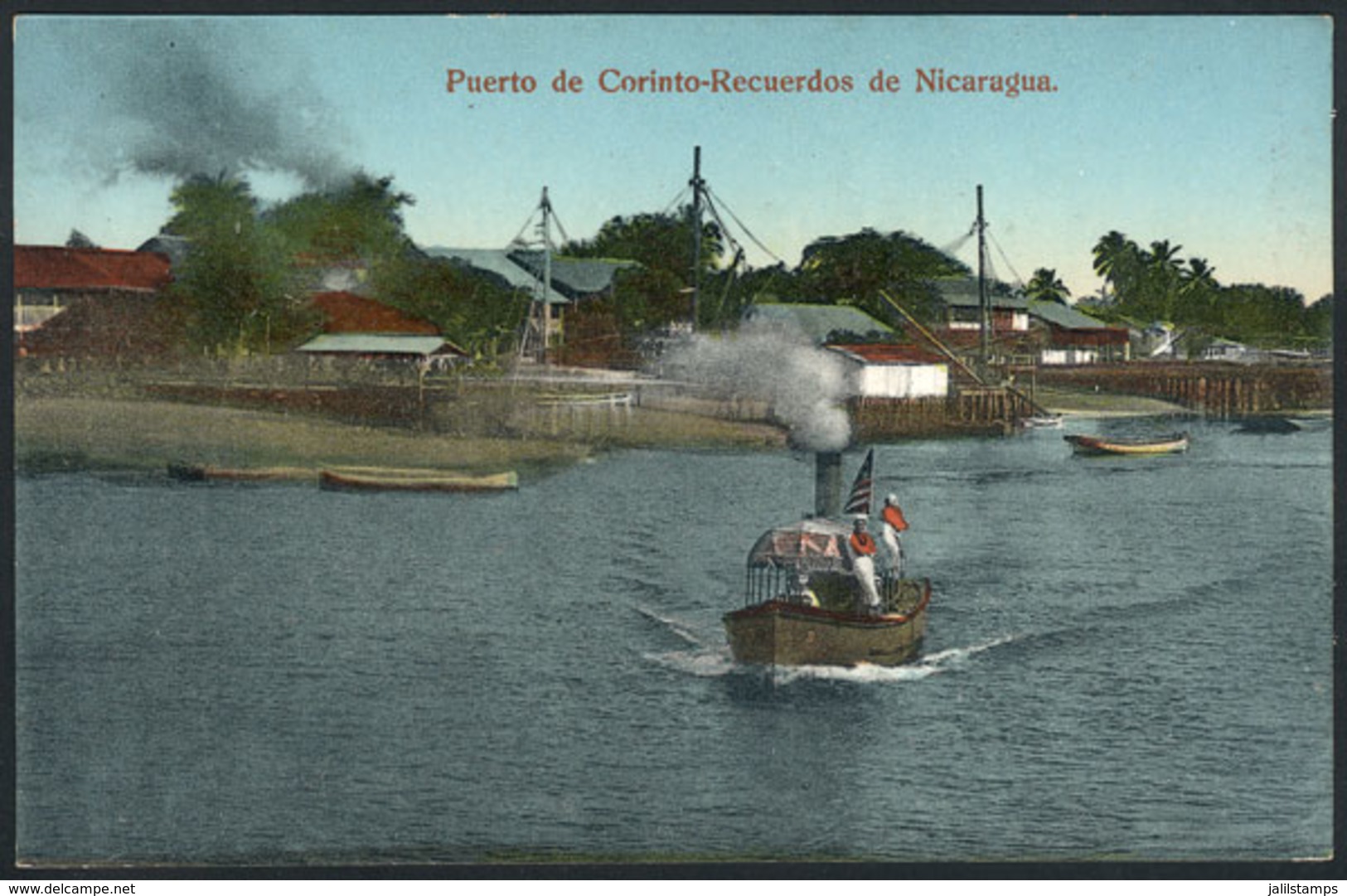 1336 NICARAGUA: CORINTO: The Port, Steam Ferryboat, Ed. Libreria Alemana, VF Quality! - Nicaragua