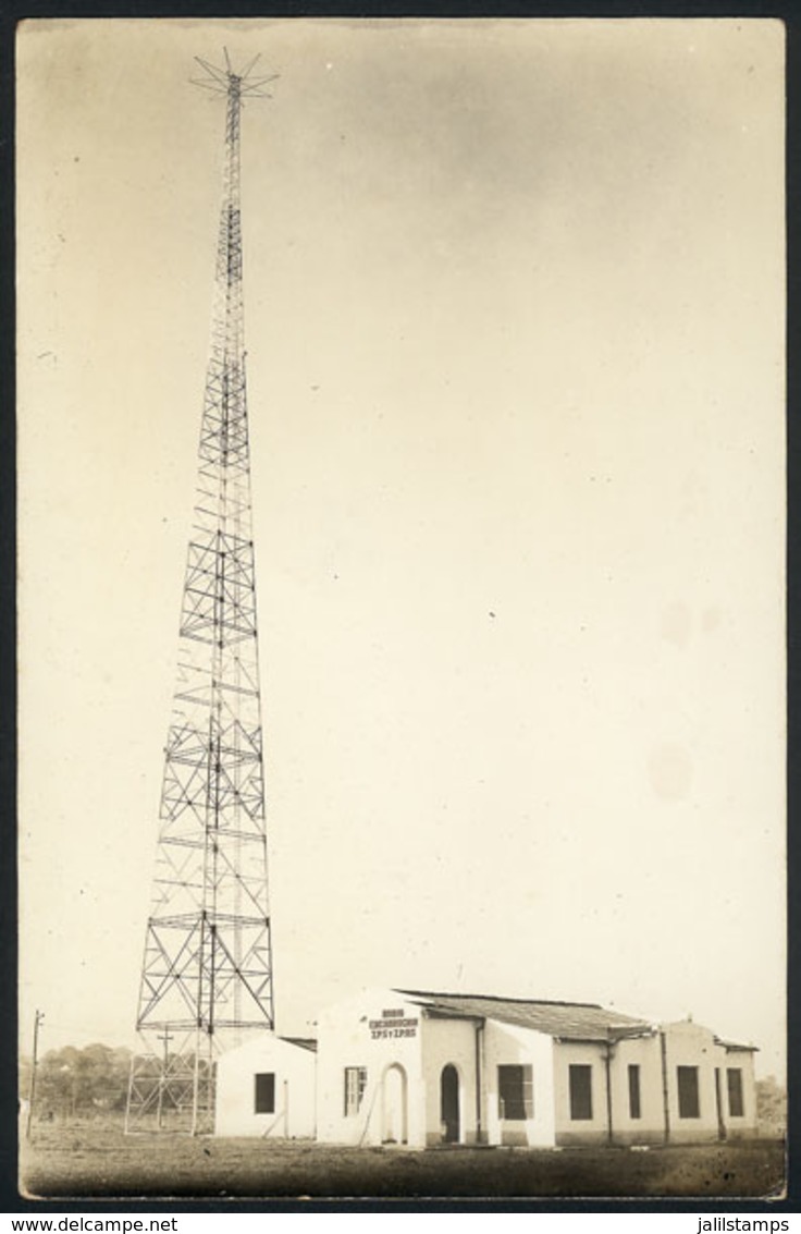 1366 PARAGUAY: Antenna Of Radio Encarnación, Real Photo PC Dated 1947, VF Quality. - Paraguay