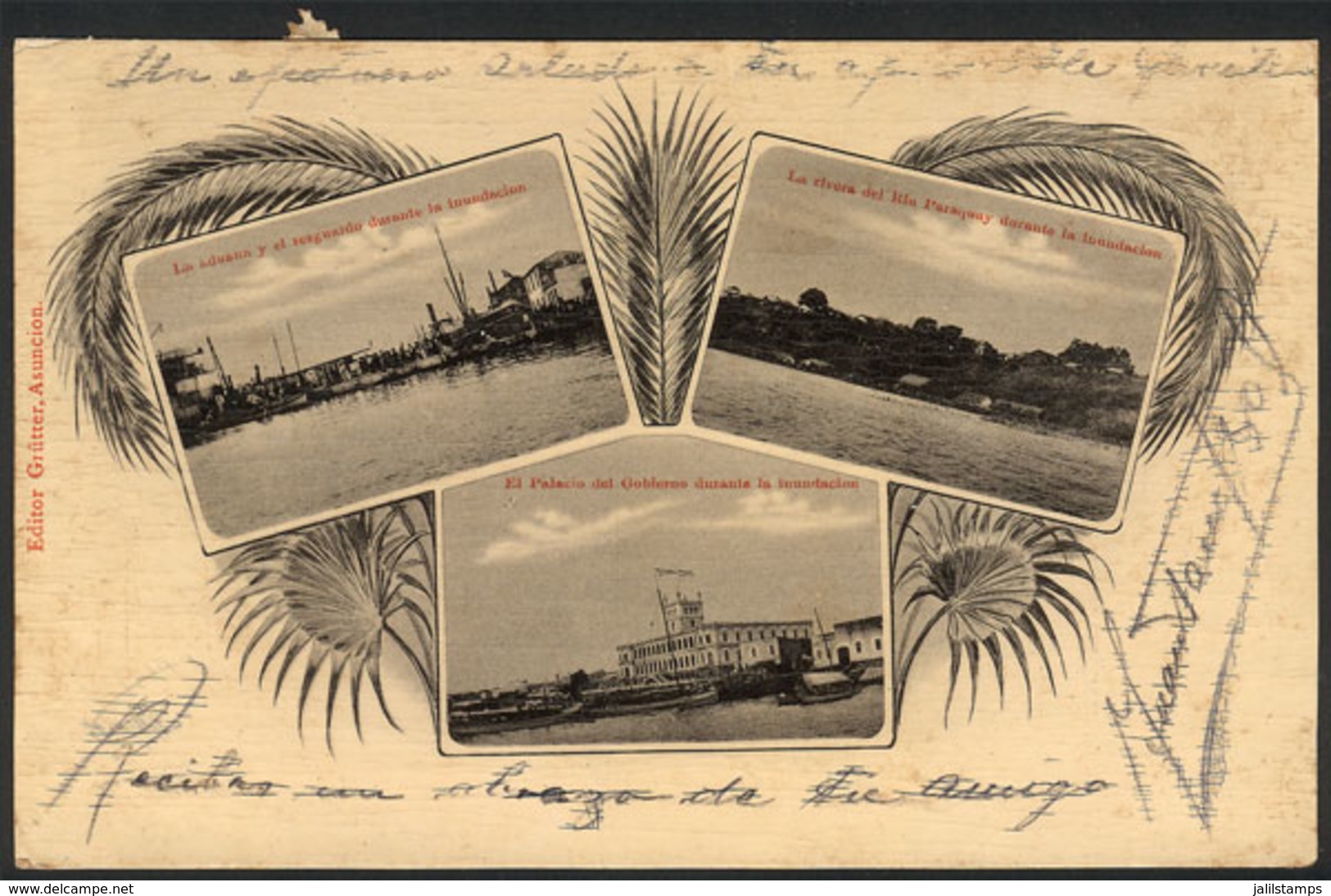 1374 PARAGUAY: ASUNCIÓN: Different Views Of The City During The FLOOD, Used In 1906, VF Qu - Paraguay