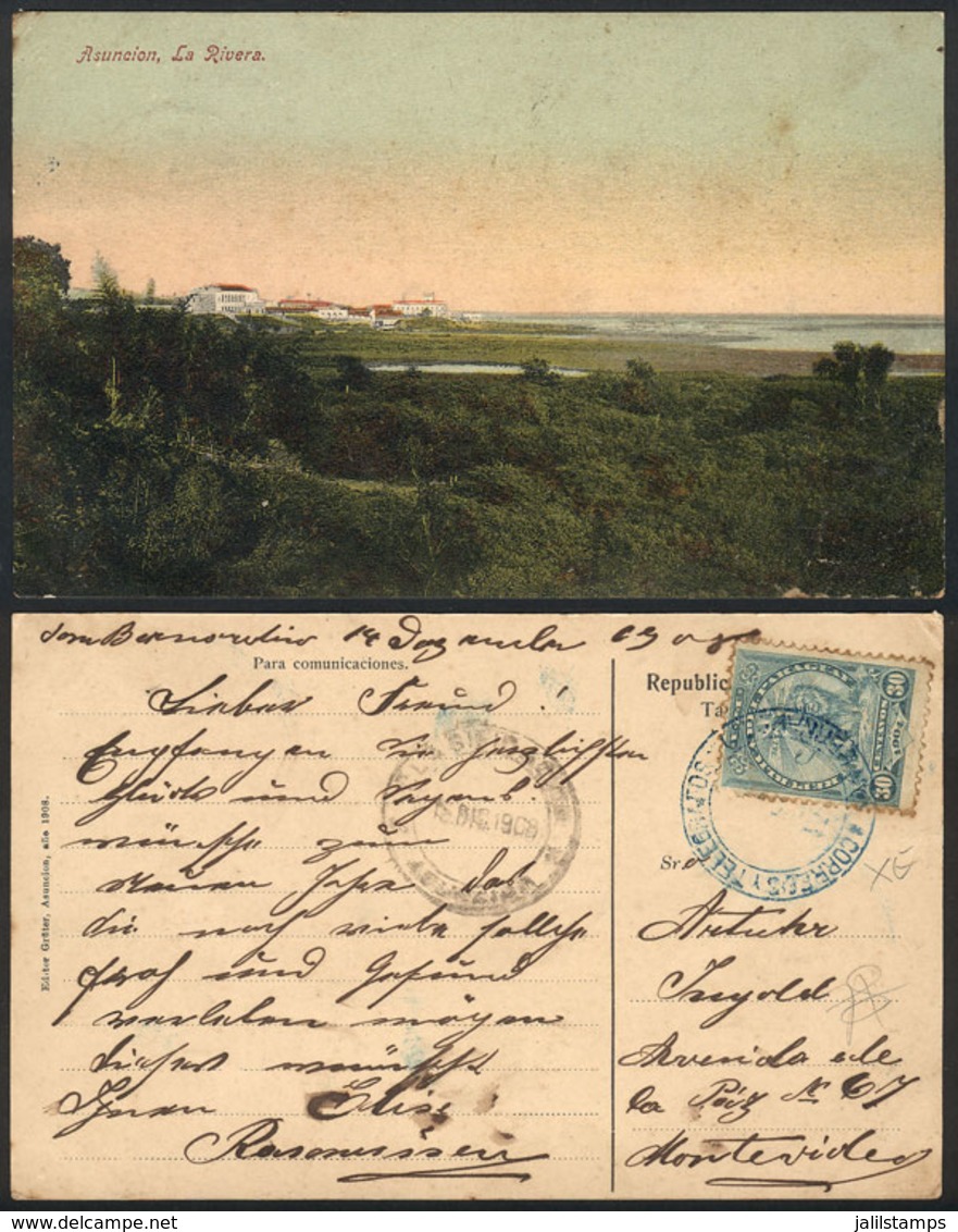 1391 PARAGUAY: ASUNCIÓN: Partial View, Riverbanks, Ed.Grüter, Used In 1908, VF Quality! - Paraguay