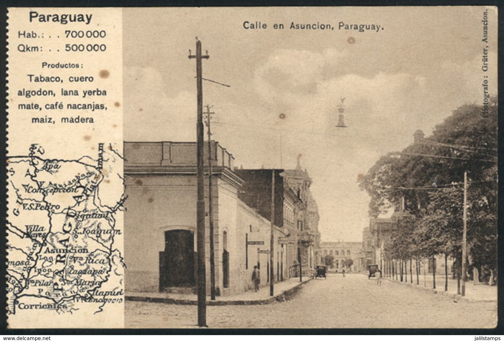 1408 PARAGUAY: ASUNCIÓN: A Street View And Map Of Paraguay, Ed.Grütter, VF Quality! - Paraguay