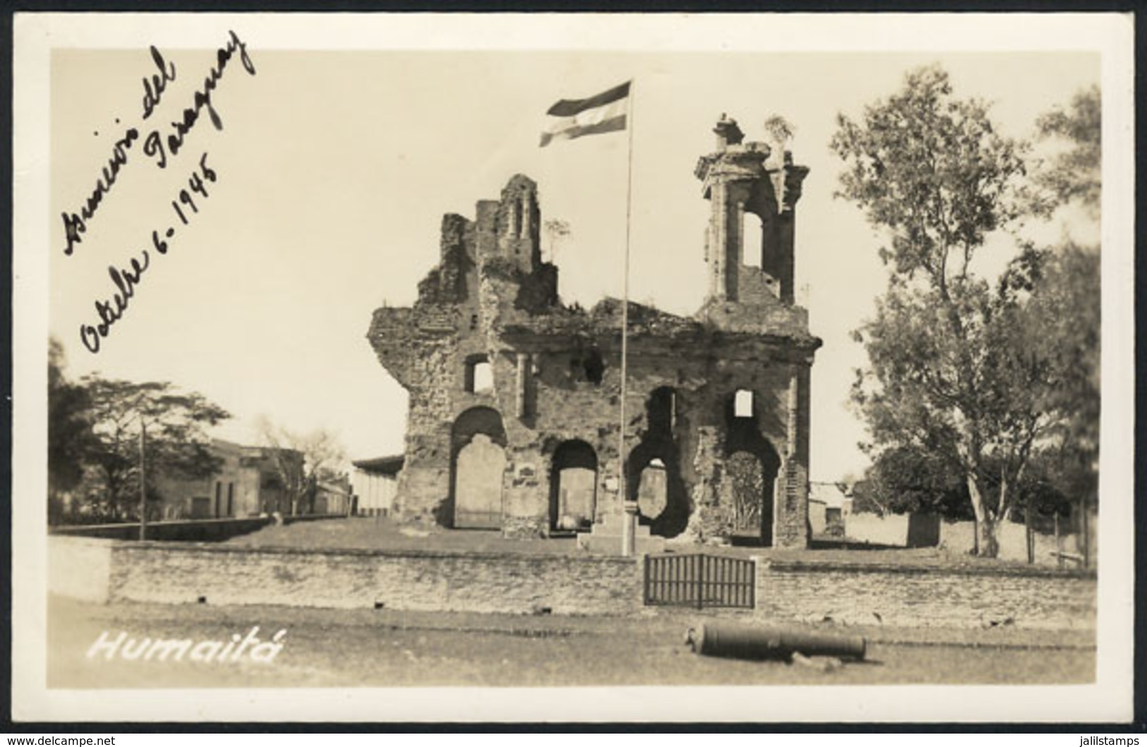 1410 PARAGUAY: HUMAITÁ: Ruins Of The San Carlos De Borromeo Church, Real Photo PC Dated 19 - Paraguay