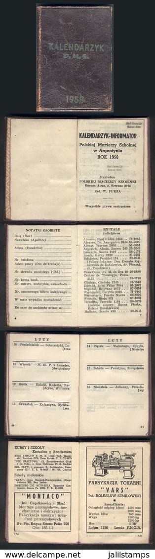 1435 POLAND: Pocket Calendar Of 1958, Polish Community Of Argentina, With Advertisements, - Non Classés