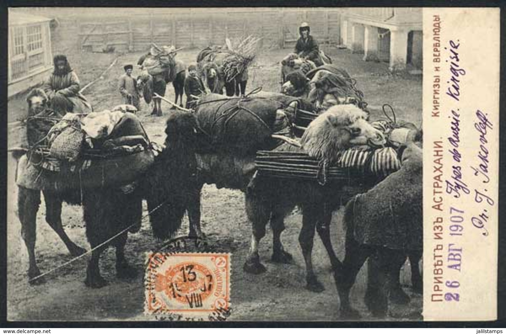 1460 RUSSIA: Caravan Of Kirghiz Men And Their Loaded Camels, Sent From VOLCHANSK To Argent - Russie