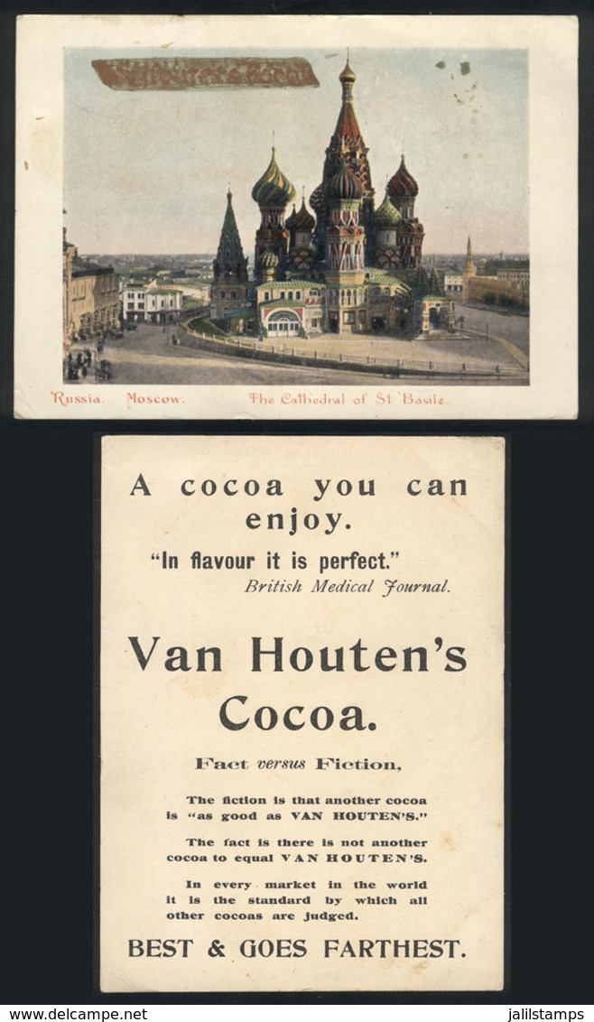 1462 RUSSIA: Card Illustrated With View Of Moscow, On Back Advertising For Van Houten's CO - Publicités