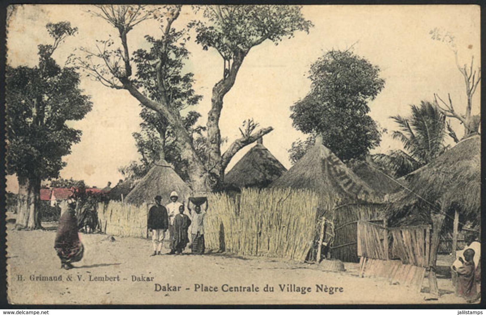 1465 SENEGAL: DAKAR: Place Centrale Du Village Negre, Ed.Grimaud & Lembert, Used In 1912, - Sénégal