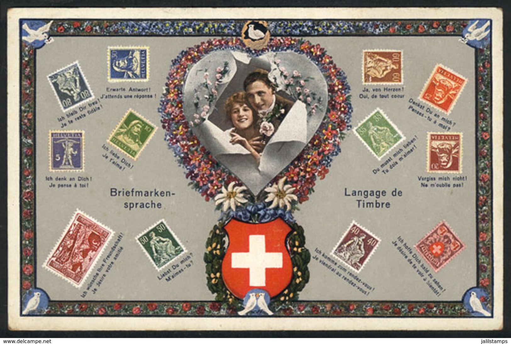 1495 SWITZERLAND: The Language Of Postage Stamps, Couple In Love, Ed. Rosenzweig, Unused A - Other & Unclassified