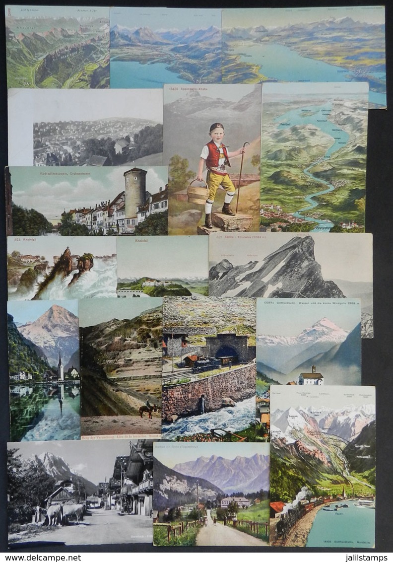 1503 SWITZERLAND: Lot Of 17 PCs With Views Of Mountain Towns And Landscapes, VF General Qu - Autres & Non Classés