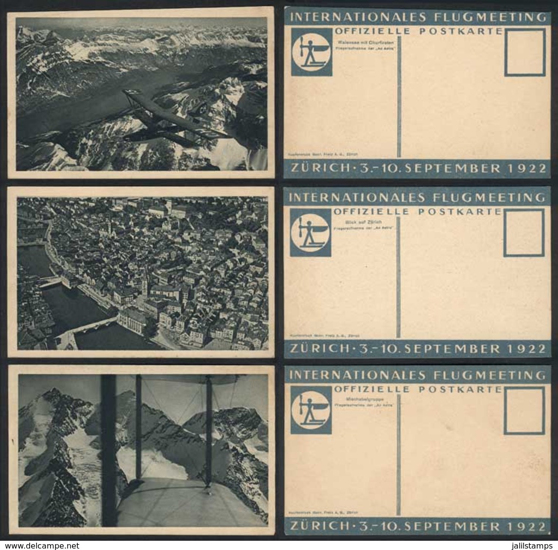 1510 SWITZERLAND: 3 Official Postcards Of The International Aviation Meeting Zürich, Septe - Zürich