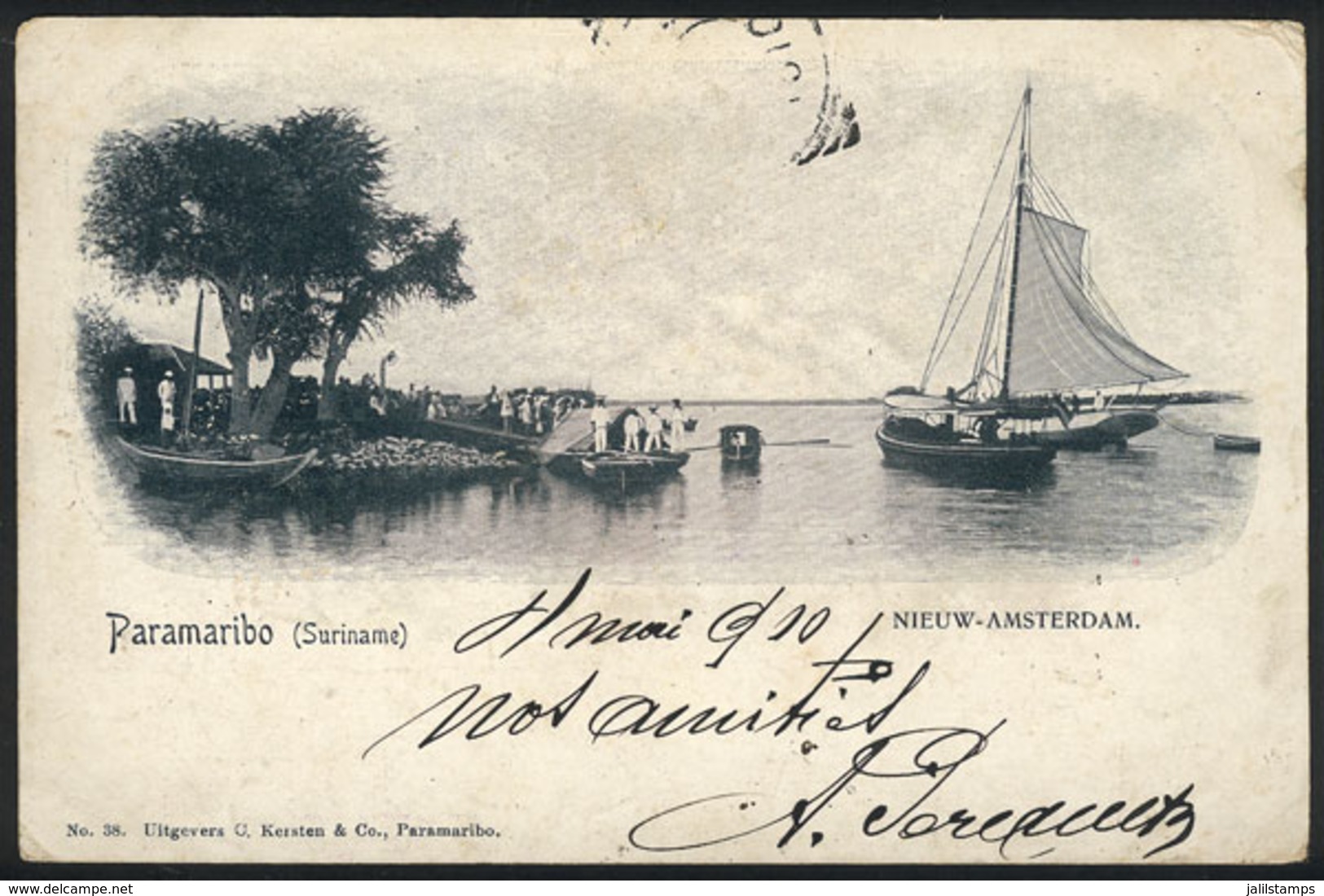 1517 SURINAME: PARAMARIBO: Nieuw-Amsterdam, Dock And Boats, Circa 1900, VF - Suriname