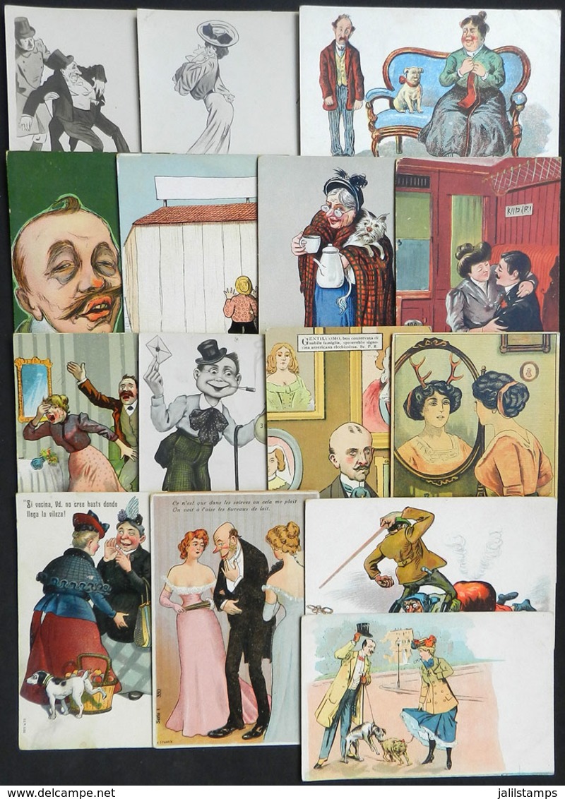 1538 WORLDWIDE: COMIC & ARTISTIC: 15 Old Postcards, Some Very Rare And Of High Retail Valu - Non Classés