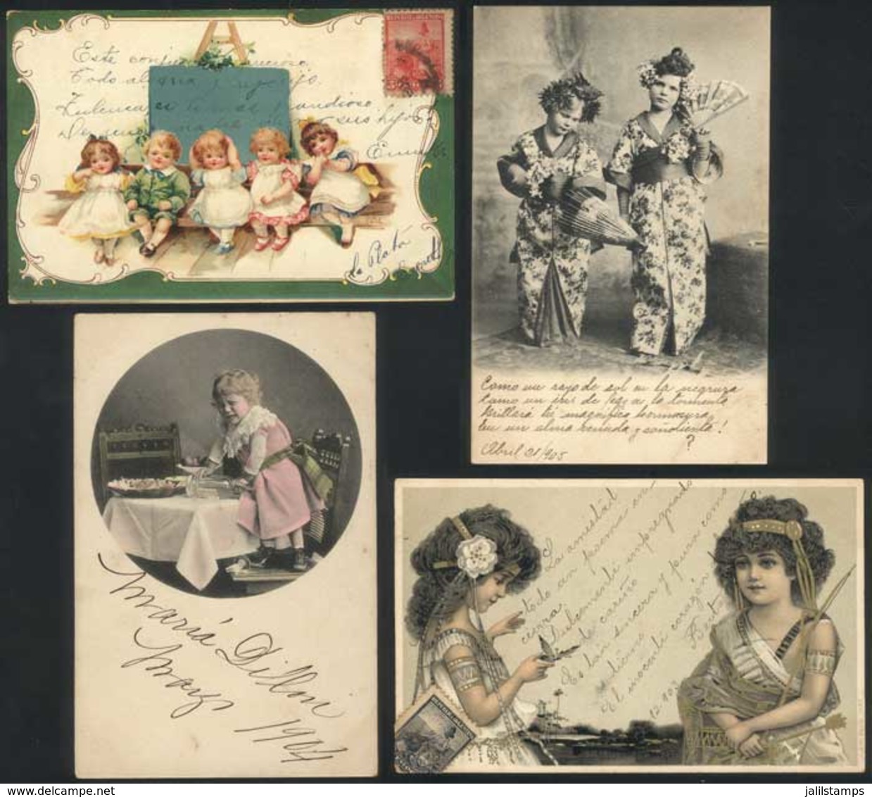 1546 WORLDWIDE: BOYS, GIRLS: 17 Old Postcards, Beautiful, VF Quality. - Unclassified