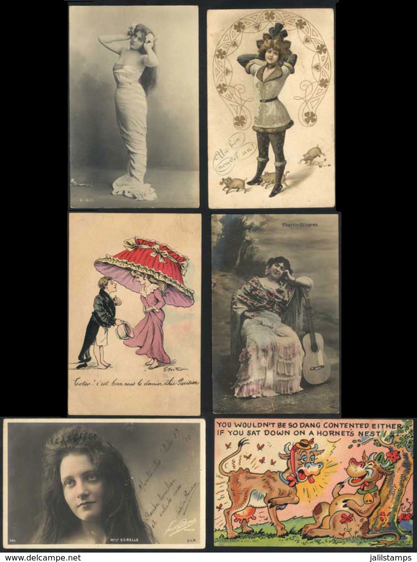 1559 WORLDWIDE: 52 Old Postcards, Most Romantic, Comic, With Women, Etc., Very Decorative - Unclassified