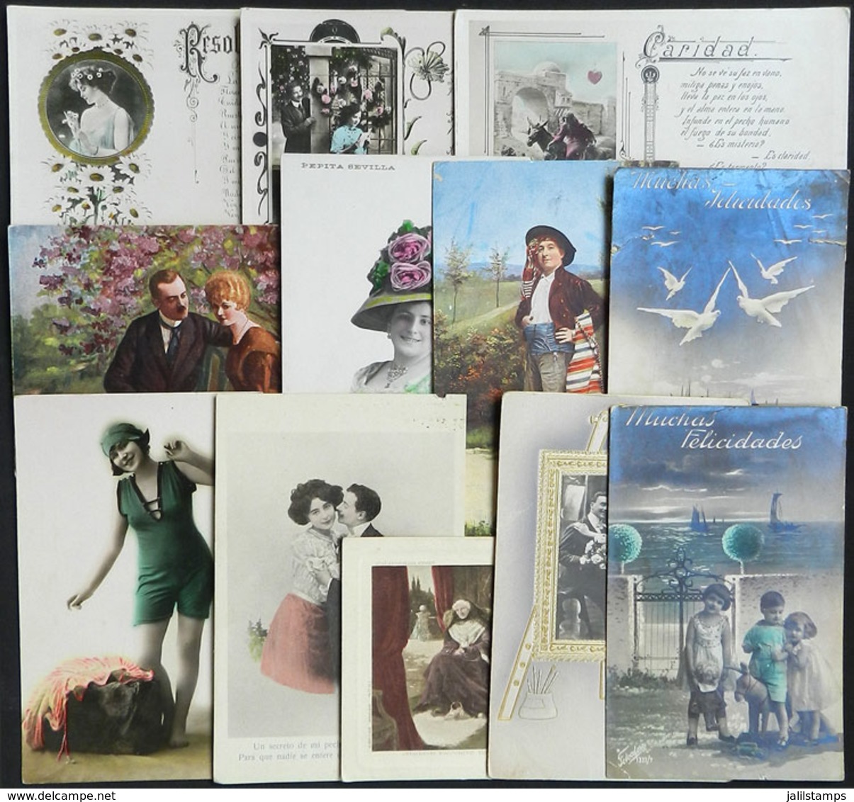 1561 WORLDWIDE: 12 Old PCs, Most Romantic, Artistic, With Women, Children, Etc., Very Deco - Ohne Zuordnung