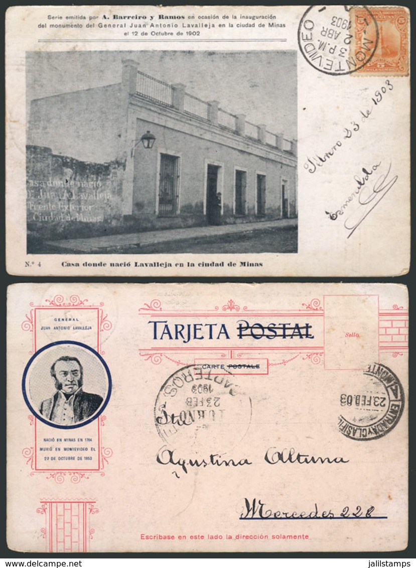 1583 URUGUAY: MINAS: Birthplace Of Gral. Lavalleja, Ed.Barreiro Y Ramos, Used In 1903, Fin - Uruguay