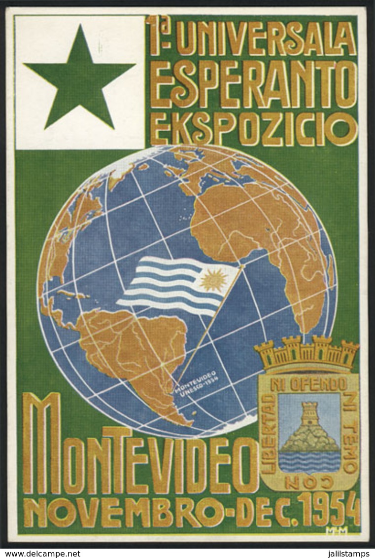 1588 URUGUAY: First Intl. Exposition Of ESPERANTO, Montevideo 1954, Ed.Berchesi, VF Qualit - Uruguay