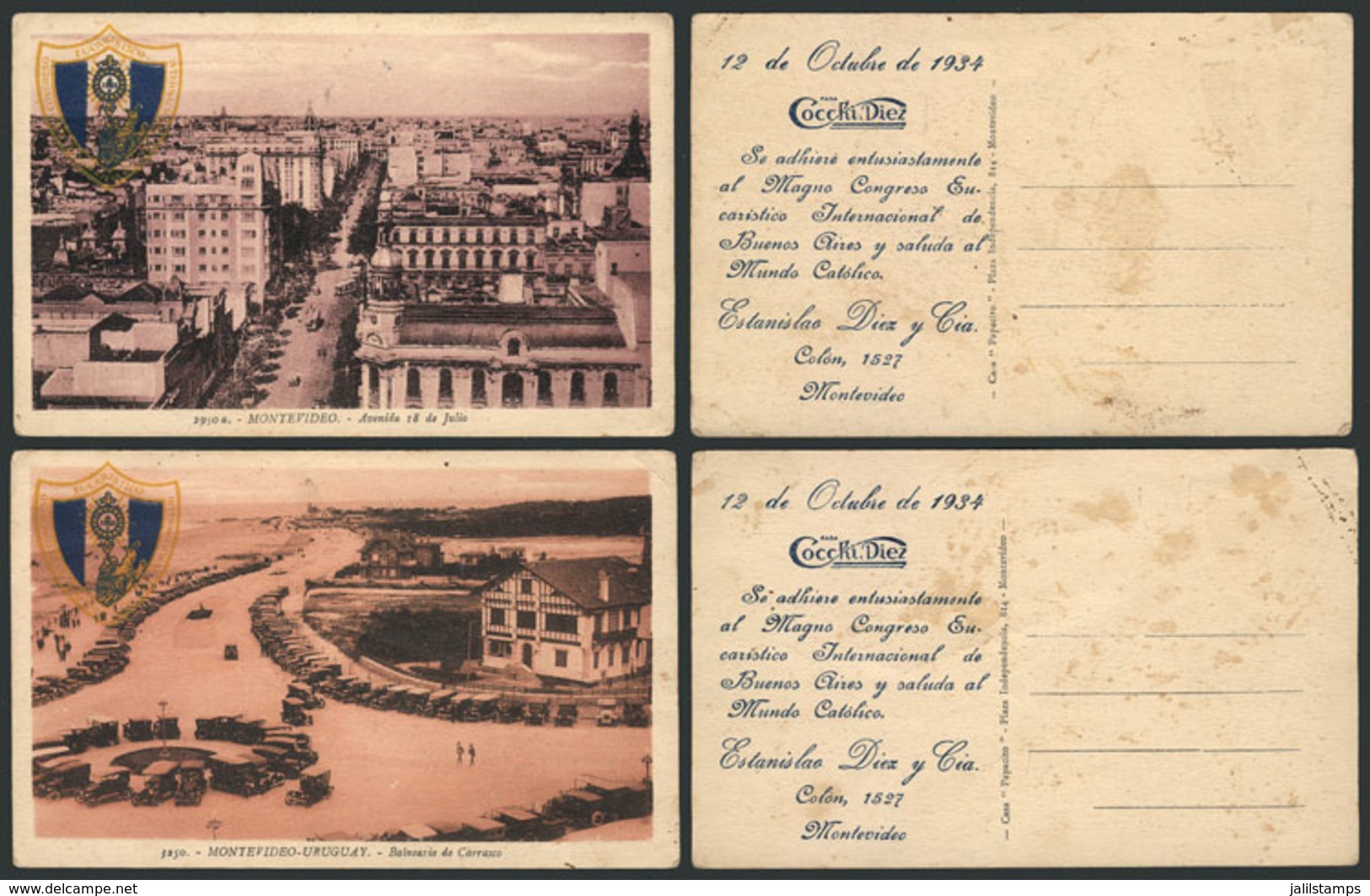 1599 URUGUAY: MONTEVIDEO: 2 PCs With Advertising On Reverse For Casa Cocchi Diez, For The - Uruguay