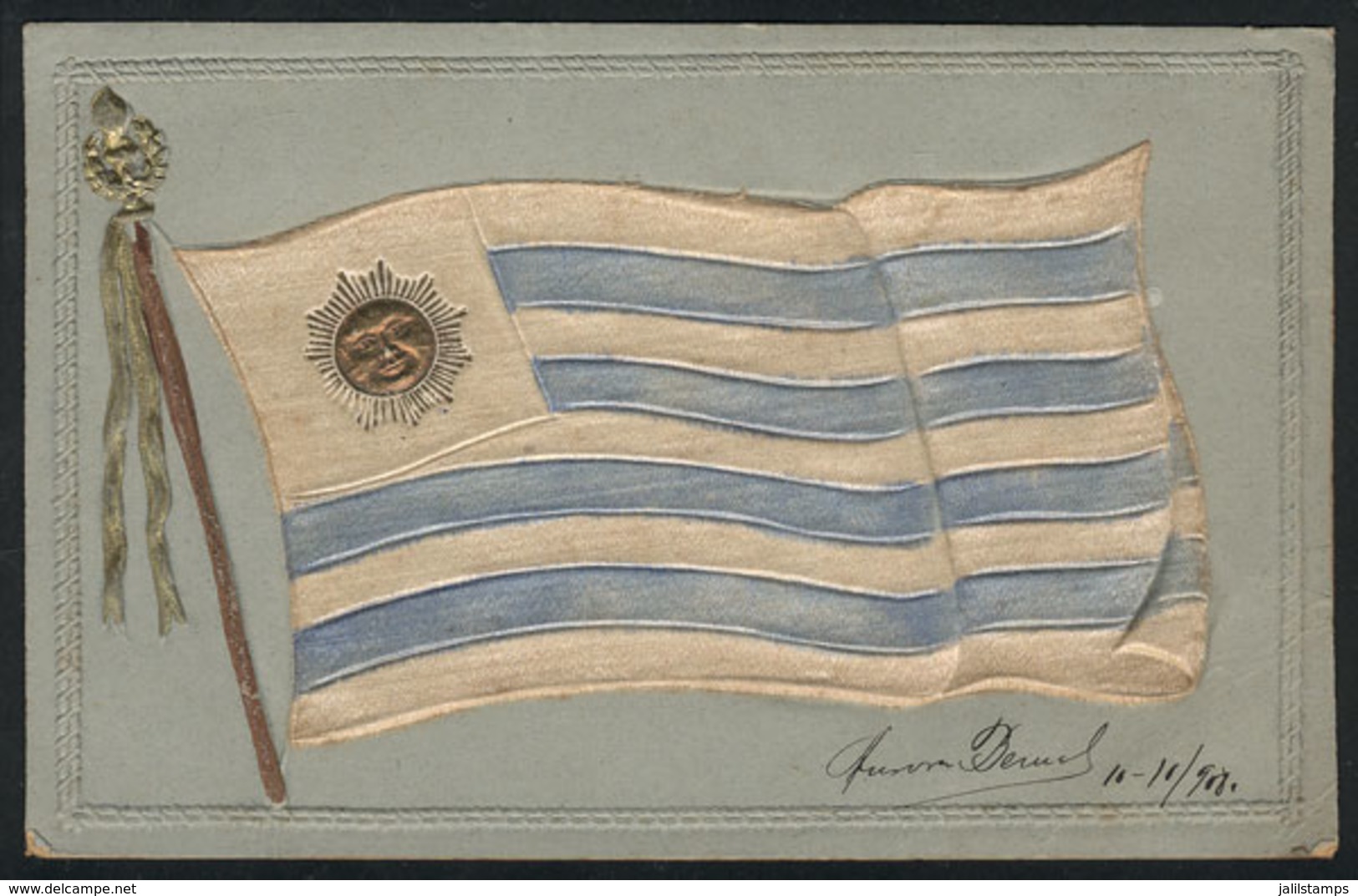 1604 URUGUAY: Flag Of Uruguay, Embossed, Ed. Fumagalli, Used Circa 1900, VF Qualit - Uruguay