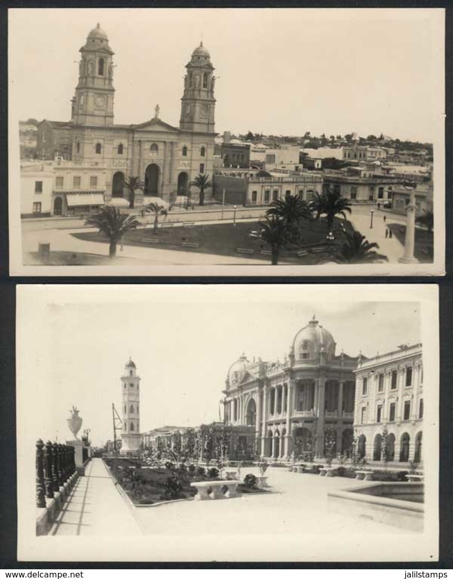 1611 URUGUAY: 2 Photographic PCs With Views Of Downtown Mercedes, Circa 1920, VF Quality! - Uruguay