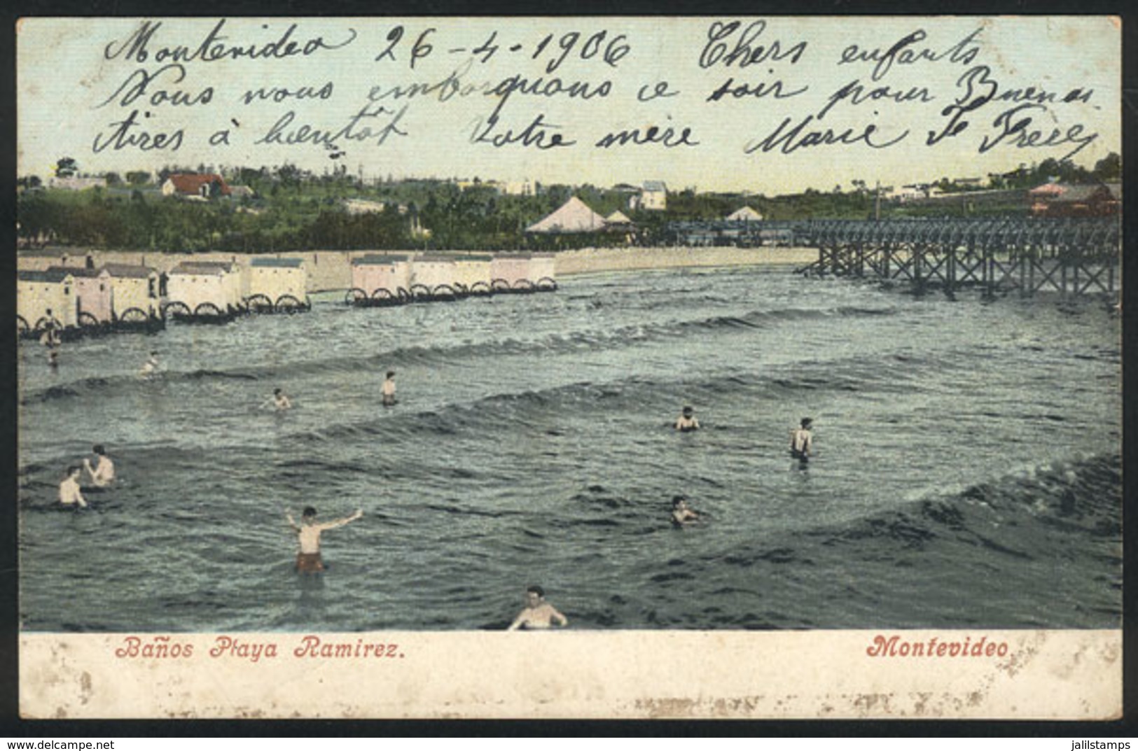 1615 URUGUAY: MONTEVIDEO: Ramirez Beach, Ed. Rosauer, Sent To Buenos Aires In 1906, With D - Uruguay