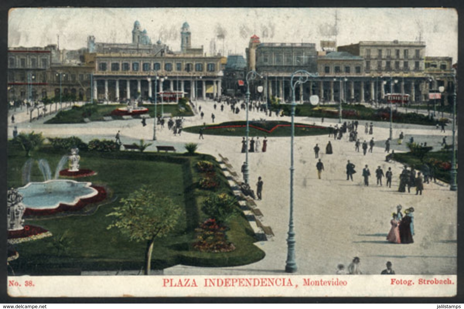 1616 URUGUAY: MONTEVIDEO: Independencia Square, Fot. Strobach, Used In 1909, VF Quality - Uruguay